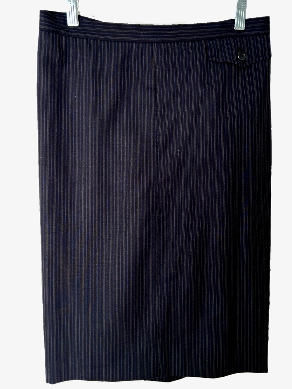 BCBGMAXAZRIA Pencil Skirt Janice Gray Blue Pinstripe Size 2 Career Office 90s